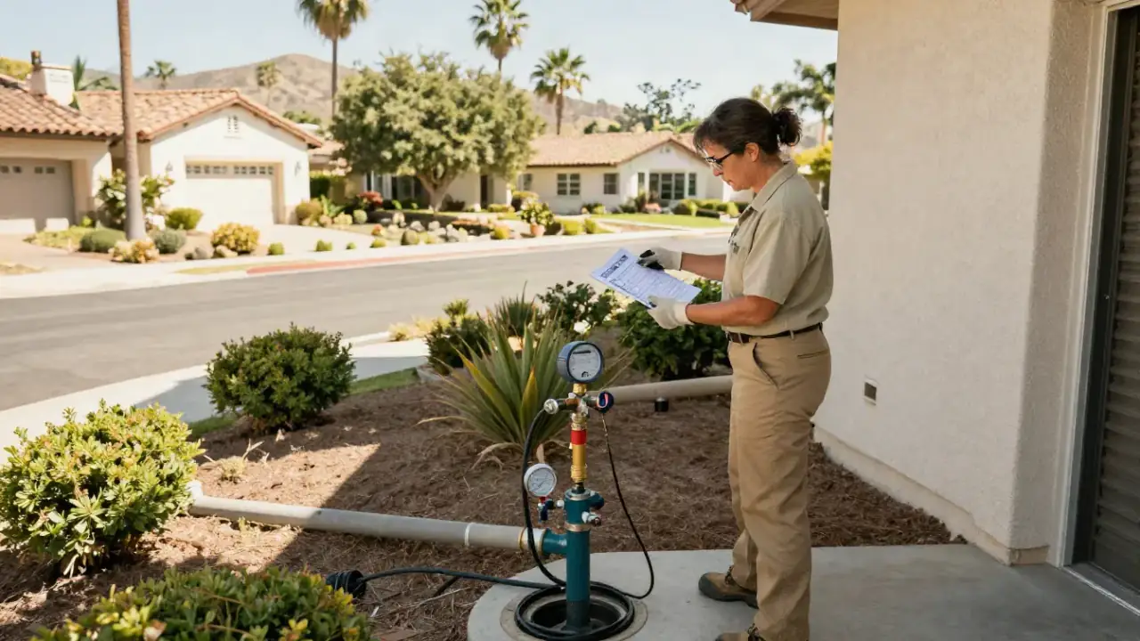 Water District Compliance Reporting in Yorba Linda, California: certified backflow technician presenting a completed test